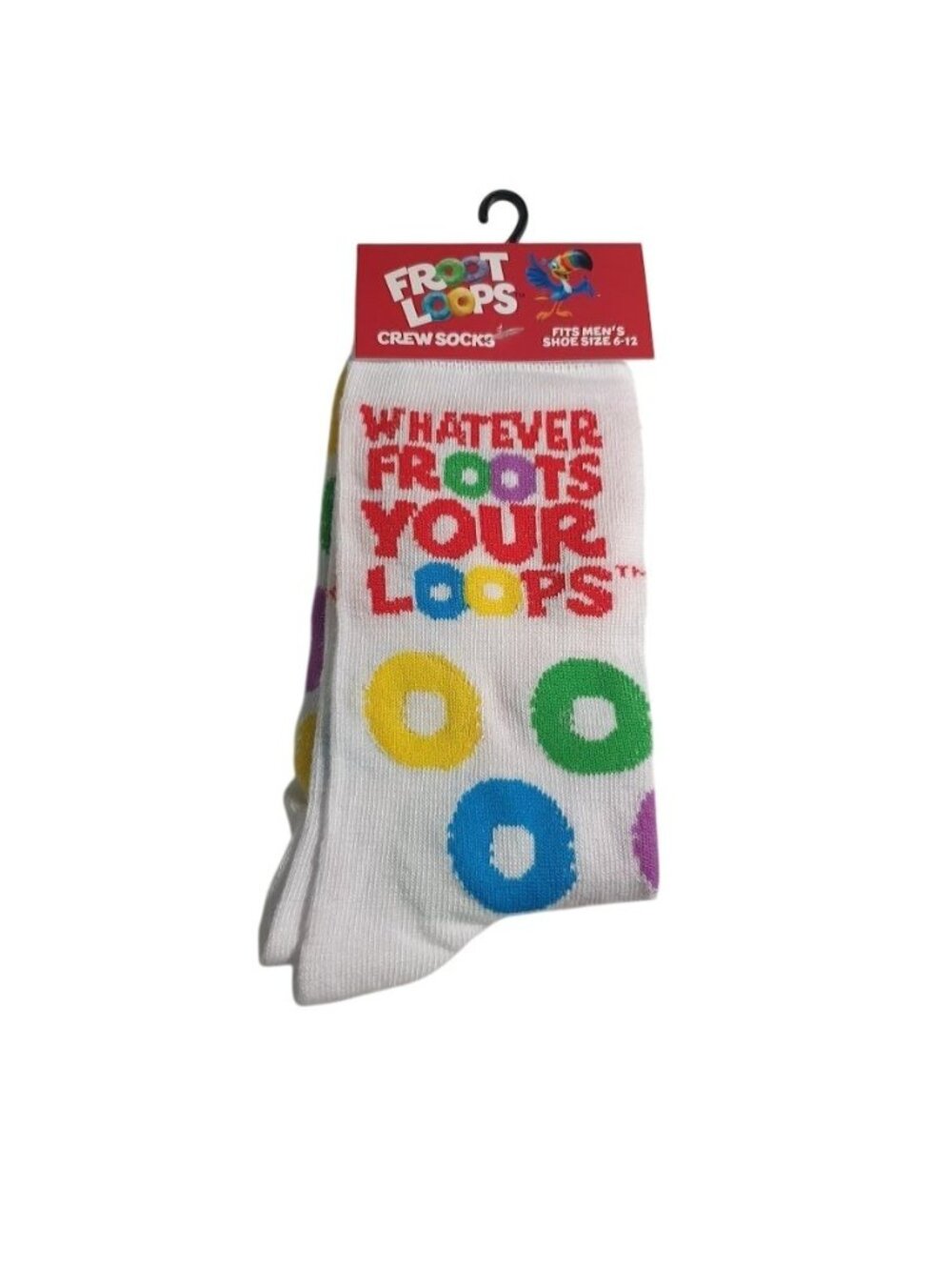 Froot Loops Mens Crew Socks Whatever Froots Your Loops Fits Shoe Sizes 6 to 12